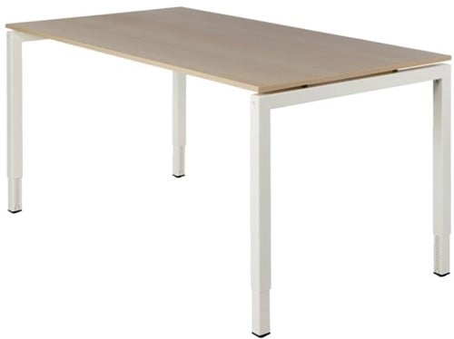 Bureau NPO Fyra instelbaar 180x80cm wit frame eiken blad