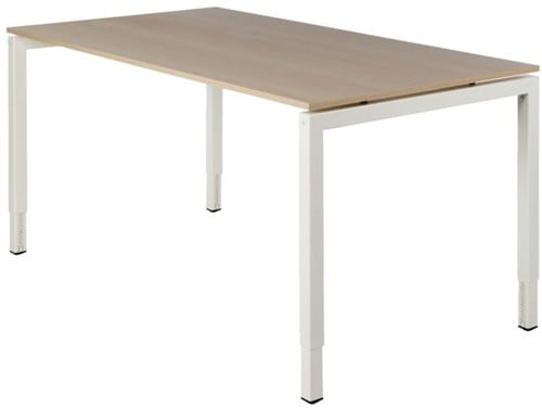 Bureau NPO Fyra instelbaar 120x80cm wit frame eiken blad