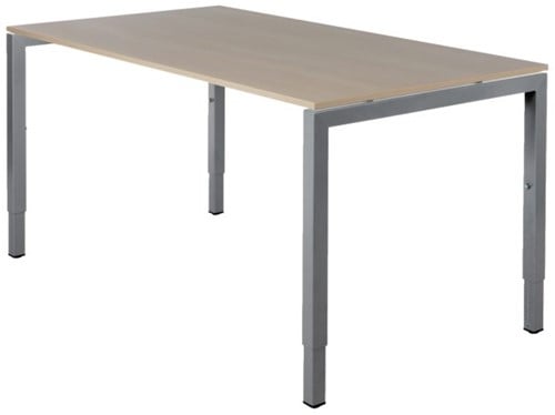 Bureau NPO Fyra instelbaar 160x80cm alu frame eiken blad