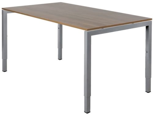 Bureau NPO Fyra instelbaar 160x80cm alu frame noten blad