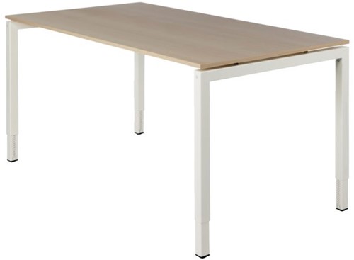 Bureau NPO Fyra instelbaar 160x80cm wit frame eiken blad