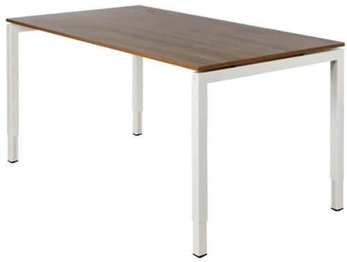 Bureau NPO Fyra instelbaar 160x80cm wit frame noten blad