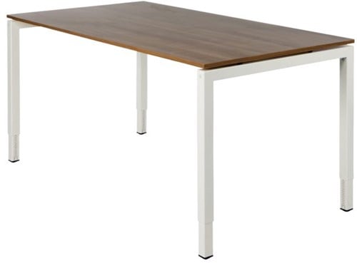 Bureau NPO Fyra instelbaar 200x100cm wit frame noten blad