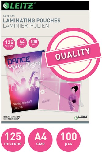 Lamineerhoes Leitz A4 2x125 micron glanzend 100 stuks 33808-2