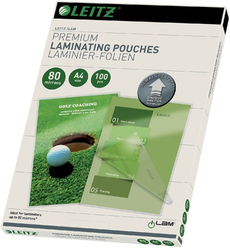 Lamineerhoes Leitz UDT A4 2x80 micron glanzend 100 stuks