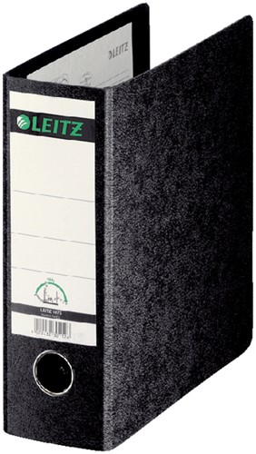 Ordner Leitz 1075 A5 staand brede rug 77mm karton zwart gewolkt.