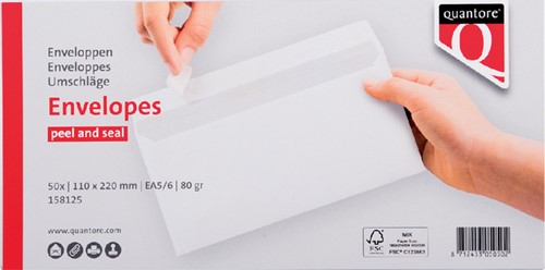 Bank envelop Quantore EA5/6 110x220mm zelfklevend wit 50 stuks-3