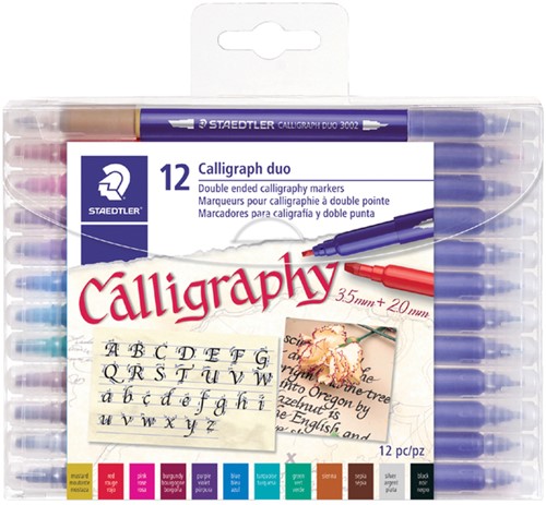 Kalligrafiepen Staedtler duo punt 2.0 en 3.5mm 12-delig assorti