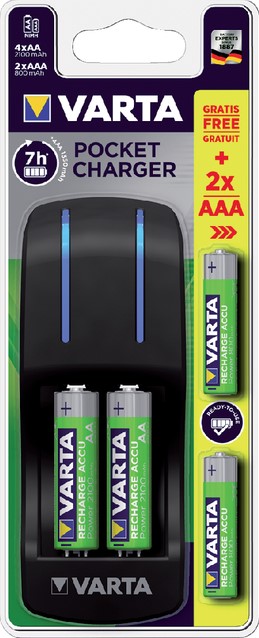 excuus eer glas Batterij oplader Varta Pocket incl. 2x AAA