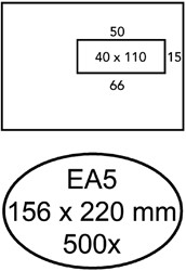 Venster envelop Quantore 156x220mm 4x11cm rechts zelfkl 500 stuks