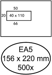 Venster envelop Quantore 156x220mm 4x11cm links zelfkl 500 stuks