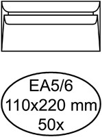 Bank envelop Quantore EA5/6 110x220mm zelfklevend wit 50 stuks