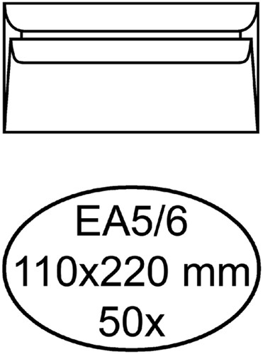 Bank envelop Quantore EA5/6 110x220mm zelfklevend wit 50 stuks