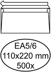 Bank envelop Quantore EA5/6 110x220mm zelfklevend wit 500 stuks
