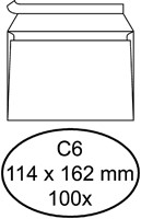 Bank envelop Quantore C6 114X162mm 80 grams zelfklevend wit 100 stuks