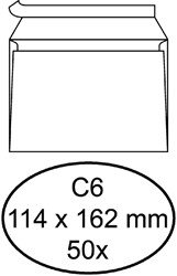 Bank envelop Quantore C6 114x162mm zelfklevend wit 50 stuks