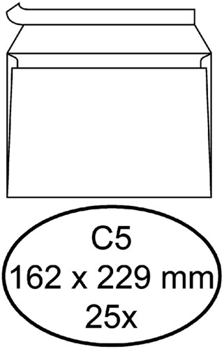 Bank envelop Quantore C5 162x229mm zelfklevend wit 25 stuks