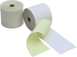 Duplorollen 57x70x12mm wit/geel - 25 meter papier per duplorol | afname per 5 rol