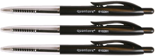 Balpen Quantore Stick drukknop zwart medium