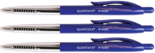 Balpen Quantore Stick drukknop blauw medium