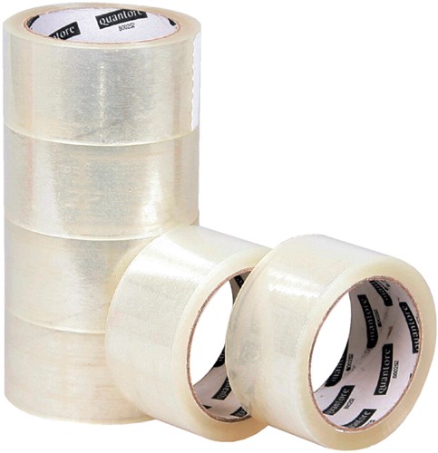 Verpakkingstape Quantore 50mmx60m PP transparant pak a 6 rol