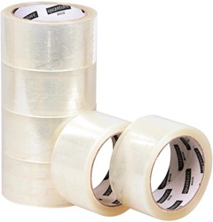 Verpakkingstape Quantore 50mmx60m PP transparant pak a 6 rol