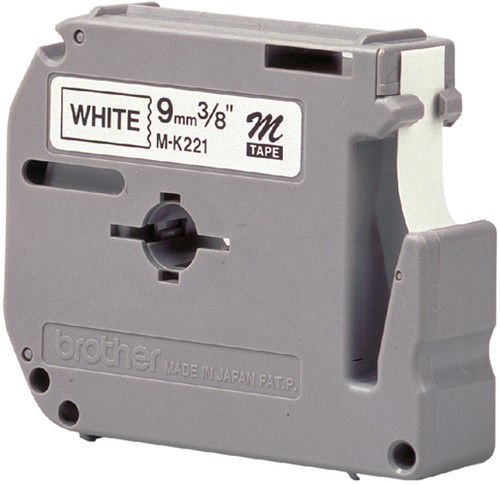 Labeltape Brother P-touch MK221 9mm zwart op wit-3