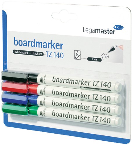 Whiteboard en flipover marker Legamaster TZ140 1mm 4-delig assorti