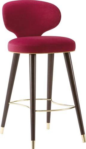 Barkruk Ancona zitting en rug gestoffeerd, zithoogte 77 cm en frame 4-poots beukenhout.
