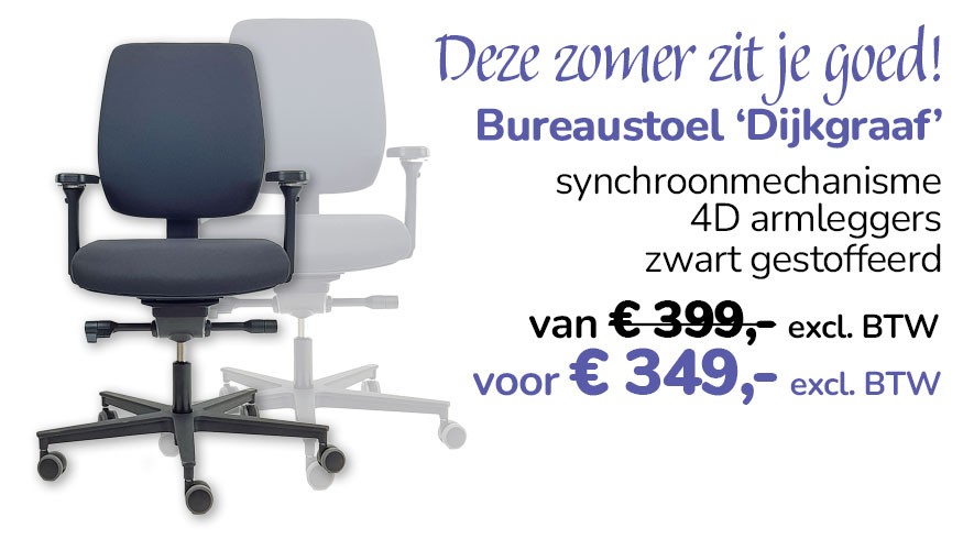 Actie Dijkgraaf bureaustoel van 399,- voor 349,- excl. btw!