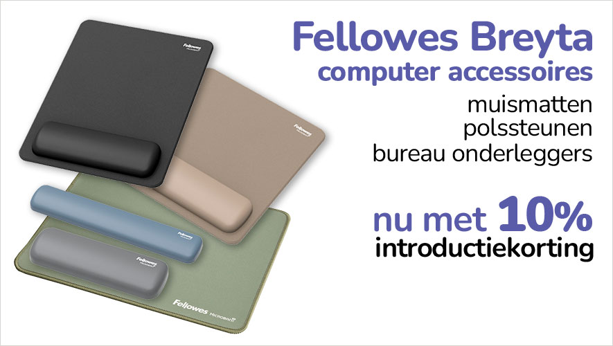 Actie Fellowes Bryta accessoires nu 10% introductiekorting