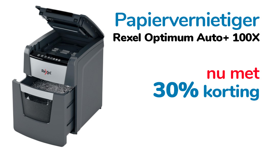 Actieprijs papiervernietiger Rexel Optimum Auto+ 100X!