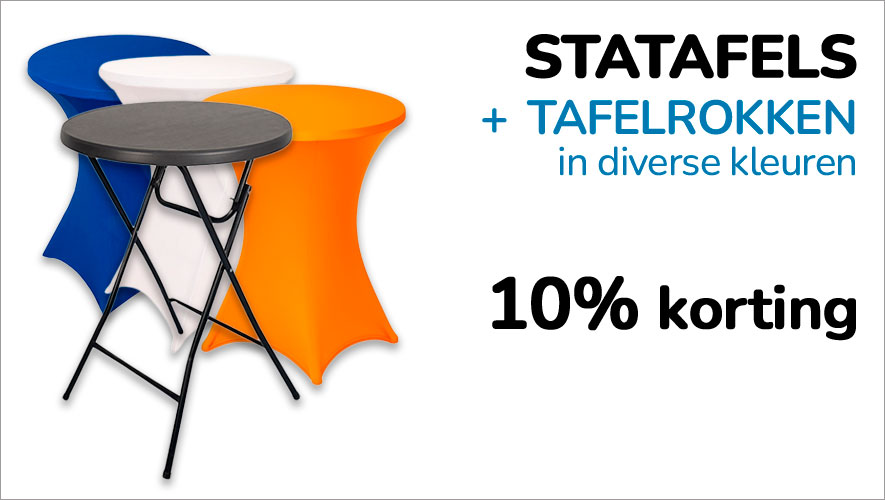 Actie statafels en tafelrokken 10% korting!