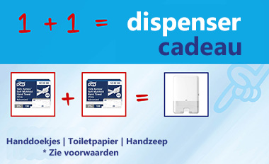 Tork actie gratis dispenser bij 2 stuks vullingen!