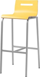 Barkruk Oscar 4-poots zithoogte 82cm kuip laminaat geel frame aluminium