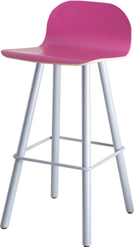 Barkruk Carvi 4-poots rond 38mm, zithoogte 82cm, kuip in laminaat en frame kleur aluminium