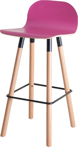 Barkruk Carvi 4-poots rond 38mm, zithoogte 82cm, kuip in laminaat en frame zwart beuken.