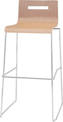 Barkruk Oscar sledeframe zithoogte 82cm kuip beuken frame aluminium