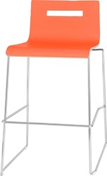Barkruk Oscar sledeframe zithoogte 82cm kuip laminaat oranje frame aluminium