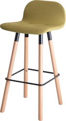 Barkruk Carvi 4-poots zithoogte 82cm kuip stof groen frame zwart