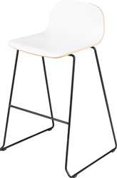 Barkruk Carvi sledeframe zithoogte 82cm kuip laminaat wit frame zwart chroom