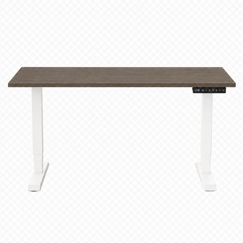 Zit-sta bureau Huislijn elektrisch 160x80cm blad eiken donker frame wit-2