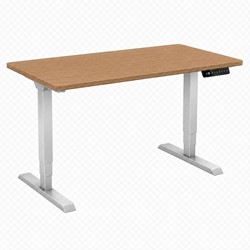 Zit-sta bureau Huislijn elektrisch 120x80cm blad toscaanse noten frame aluminium