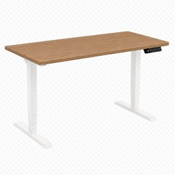 Zit-sta bureau Huislijn elektrisch 120x80cm blad toscaanse noten frame wit