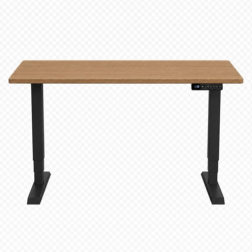 Zit-sta bureau Huislijn elektrisch 120x80cm blad toscaanse noten frame zwart-2