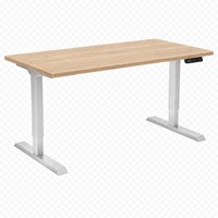 Zit-sta bureau Huislijn elektrisch 160x80cm blad eiken licht frame aluminium