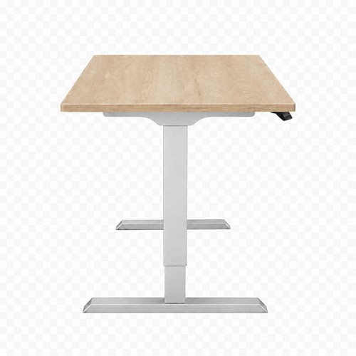 Zit-sta bureau Huislijn elektrisch 160x80cm blad eiken licht frame aluminium-2