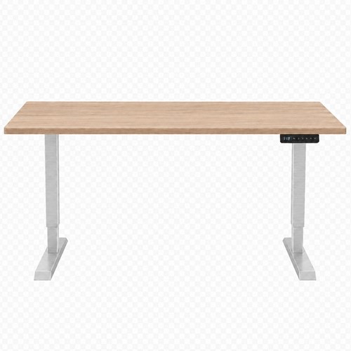 Zit-sta bureau Huislijn elektrisch 160x80cm blad eiken licht frame aluminium-3