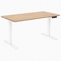 Zit-sta bureau Huislijn elektrisch 120x80cm blad eiken licht frame wit