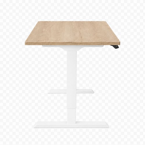 Zit-sta bureau Huislijn elektrisch 120x80cm blad eiken licht frame wit-2